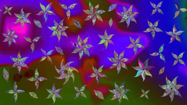 Yumuşak, yaz çiçekli arka plan. Çiçekli karalama şeklinde Raster çiçek deseni. Mor renkte çiçekler.