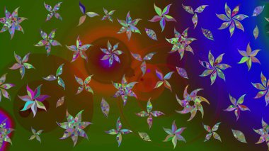 Taslak dekoratif arka plan, çiçek mandala. Raster illüstrasyonu. Yeşil renklerde. Çiçek..