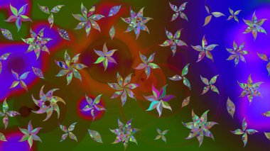 Kahverengi renkli Asya tekstili. Raster illüstrasyonu. Suluboya çiçekli çiçek deseni.