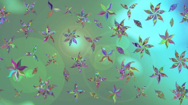 Yeşil renkli şirin çiçek deseni. Düz Çiçek Elementleri Tasarımı. Raster Modaya uygun kumaş deseni. Renkli Bahar Teması çizim şablonu.