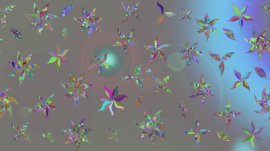 Raster Çiçek İllüstrasyonu güzel tekstil. Gri renkli etnik çiçeklerle zarif eskiz deseni.