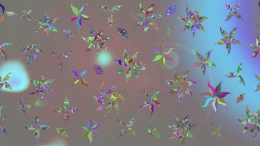 Raster illüstrasyonu. Gri renkli çiçekler. Küçük çiçekte sevimli çiçek deseni var..