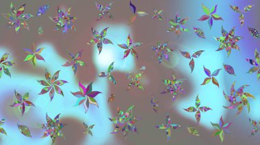 Mavi renkli çiçekler. Raster düz çiçek çizim deseni. Tasarım hediye paketi, tebrik kartları, posterler ve afiş tasarımı.