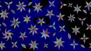 Düz Çiçek Elementleri Tasarımı. Raster illüstrasyonundaki çiçek desenli çizim. Renkli Bahar Teması eskiz kalıbı. Güzel kumaş deseni.