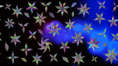 Çiçekli karalama şeklinde Raster çiçek deseni. Siyah renkli çiçekler. Nazik, narin çiçek arkaplanı.