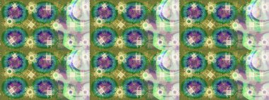 Yuvarlak raster kar tanesi. Renkli arka planda izole tatlı kar taneleri. Soyut kış yeşili, nötr ve mavi süs. Güzel kar tanesi. Raster illüstrasyonu.