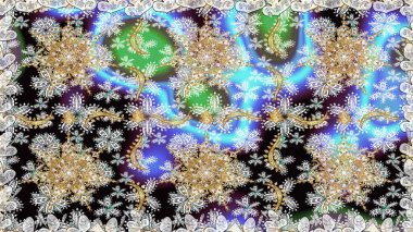 Tarafsız renkler üzerinde klasik oryantal desen. Damask pürüzsüz süsü. Geleneksel raster ve altın desen.