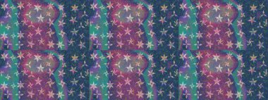 Raster deseni. Bahar çiçekleri dallı desen, mavi renkler çiçekli siluet.