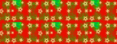 Kırmızı, kahverengi ve turuncu kar taneleri. Noel ve yeni yıl moda baskıları için tatil tasarımı. Raster illüstrasyonu. Kar tanelerinin soyut arkaplanlı Noel deseni.