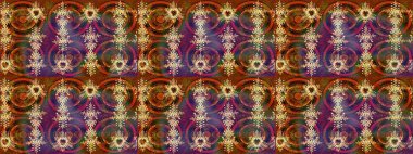 Sanat terapisi tarzı zen çizim için Contour kahverengi, mor ve kırmızı mandala şeklinde kar taneleri. El çizimi, dövme stili, kumaş tasarımı ve Raster illüstrasyonunda kartlar..