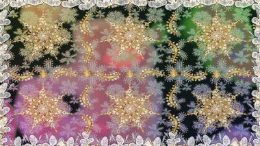 Damask pürüzsüz süsü. Klasik oryantal desen gri renklerden üstündür. Geleneksel raster ve altın desen.