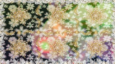 Raster Golden Mehndi kusursuz desen. Kına dövmeli süs çiçekleri, altın çıkartmalar, mehndi ve yoga tasarımı, kartlar ve parmak izleri. Tarafsız renklerde desen.