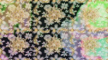 Altın çiçekli, pürüzsüz desen. Barok tarzında altın çiçekli süs. Tarafsız renklerde altın element. Damask arkaplanı.