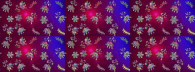 Mor, kırmızı ve menekşe renkleri üzerine şirin soyut kar tanesi raster tasarımı. Yeni yıl kar tanesi. Düz kar karalama ikonları, kar taneleri silueti Noel afişi için, kartlar.