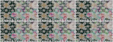 Çiçeksiz desenli nakış işlemeli gelincikler ve vadideki zambaklar. Tekstil tasarımı için gri renkli geleneksel halk çiçekleri buketi.