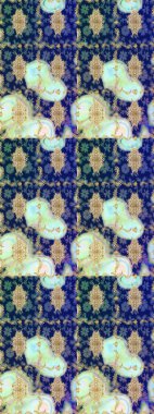 El yapımı dekoratif çerçeve, albüm kapağı, tebrik kartı, klasik Art deco tarzı. Raster soyut çiçek çelengi altın karalama fantezi yaprakları ve mavi renkli çiçek.