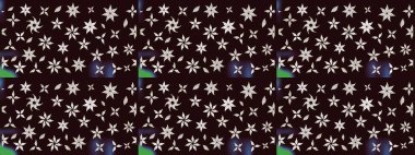 Üzerinde gelincikler ve vadi zambakları olan renkli çiçek desenli nakış deseni. Tekstil tasarımı için kahverengi renkli geleneksel halk çiçekleri buketi.