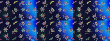 Raster illüstrasyonundaki çiçek desenli çizim. Renkli Bahar Teması eskiz kalıbı. Güzel kumaş deseni. Düz Çiçek Elementleri Tasarımı.