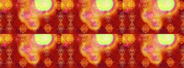 Eski usul. Eskiz geçmişi. Raster illüstrasyonu. Renkli desenli eskiz deseni, kırmızı, turuncu ve sarı çiçekler ve dekoratif elementler. Kumaş, tekstil ve duvar kağıdı baskısı için..