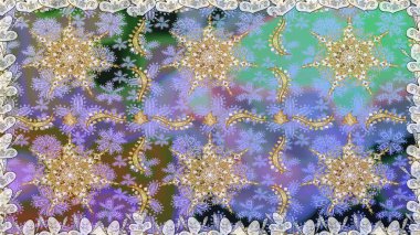 Tarafsız renklerde, altın elementlerle pürüzsüz bir desen. Şam tasarım için kusursuz desen.