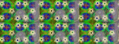 Kar tanelerinin soyut arkaplanlı Noel şablonu. Renkler. Yeşil, gri ve nötr kar taneleri. Noel ve yeni yıl moda baskıları için tatil tasarımı. Raster illüstrasyonu.