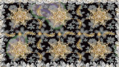 Gri renkli desen. Raster Golden Mehndi kusursuz desen. Kına dövmeli süs çiçekleri, altın çıkartmalar, mehndi ve yoga tasarımı, kartlar ve parmak izleri..