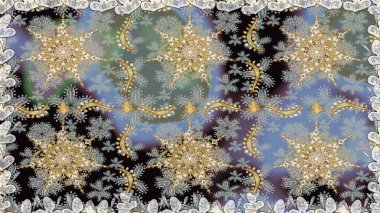 Antika altın tekrarlanabilir duvar kağıdı. Barok tarzında altın çiçek süsü. Damask arkaplanı tekerrür ediyor. Gri renklerdeki altın element.