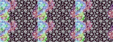 Zentangle soyut çiçekleri. Karalama çiçeği. Raster illüstrasyonu. Güzel kumaş deseni. Renkli Bahar Temalı Kusursuz Arkaplan. Düz Çiçek Elementleri Tasarımı.