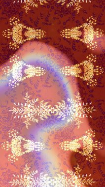 Moda baskısı, albüm, ambalaj kağıdı ve duvar kağıdı için zarif dekoratif süslemeler. Raster skeci. Kırmızı, pembe ve nötr renklerde şirin çiçekler. Küçük çiçekli basit bir çiçek çizimi..