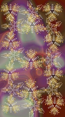 Raster illüstrasyonu. Kahverengi renklerde bahar çiçekleri. Yaprak ve çiçeklerin suluboya resmi, kahverengi renklerdeki çizim deseni.