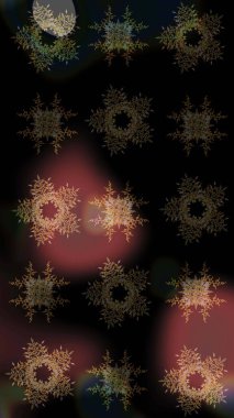 Kışın sembolü, mutlu noeller, mutlu yeni yıl kutlaması Raster illüstrasyonu. Soyut duvar kâğıdı, ambalaj dekorasyonu. Basit bir kar tanesi. Siyah, kahverengi ve gri renklerde şirin kar taneleri.