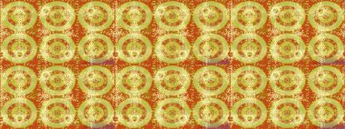 El çizimi, dövme stili karalama, kumaş tasarımı ve Raster illüstrasyonunda kartlar. Sarı, turuncu ve nötr mandala şeklindeki kar tanelerini sanat terapisi tarzı zen çizimler için birleştirin..