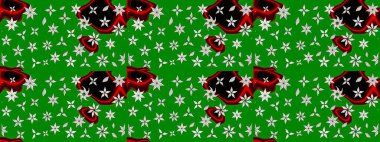 Renkli Bahar Teması eskiz kalıbı. Düz Çiçek Elementleri Tasarımı. Yeşil renkli çiçekler. Sevimli çiçek raster deseni.