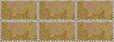 Karala, karala, karala. Raster illüstrasyonu. Tekstil baskısı için ekose kelebek. Sarı renkte bir resim. Kusursuz desen.