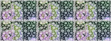 Retro tekstil tasarım koleksiyonu. Gri üzerine gri. El çizimi çiçek unsurları olan soyut, dikişsiz raster deseni. 1950-1960 motifleri. Çiçekli ipek eşarp..