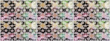 Şirin çiçek elementleri. Raster illüstrasyonu. Renkli Bahar Temalı Kusursuz Arkaplan. Düz Çiçek Elementleri Tasarımı. Kusursuz desenli. Moda desenli..