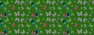 Çizim, karalama, karalama. Raster illüstrasyonu. Kelebekli çizim şekli. Erkekler, kızlar, elbiseler, duvar kağıtları için soyut çizim kalıbı. Sonsuz.