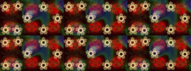 Kar taneli, kahverengi, kırmızı ve yeşil renkler. Raster Noel soyut renkli arka plan ve tatlı kar tanesi. Raster illüstrasyonu.