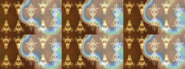 Kahverengi, bej ve nötr kar taneleri. Kar tanelerinin soyut arkaplanlı Noel şablonu. Noel ve yeni yıl moda baskıları için tatil tasarımı. Raster illüstrasyonu.