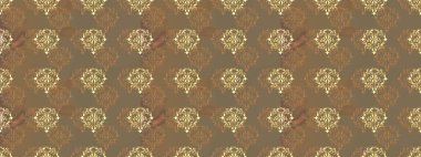 Raster altın desen. Kusursuz altın desenli bukleler. Doğu tarzı arabesk. Kahverengi, bej ve turuncu renklerde altın elementler. Raster illüstrasyonu.