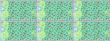 Kelebekli tasarım. Kusursuz. Çizim, karalama, karalama. Sonsuz. Raster illüstrasyonu. Mavi ve yeşil arka planda kelebekler.