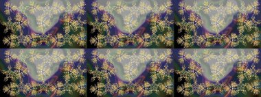 Gri renkli Asya tekstili. Raster illüstrasyonu. Çiçek desenini çiz.