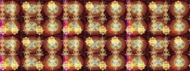 Bokeh kahverengisi, nötr, sarı ve kar taneleri olan dekoratif Noel arkaplanı. Raster illüstrasyonu.