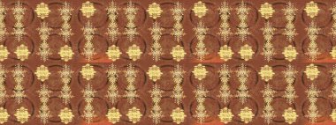 Noel ve yeni yıl moda baskıları için tatil tasarımı. Renkler. Kar tanelerinin soyut arkaplanlı Noel şablonu. Raster illüstrasyonu. Kahverengi, sarı ve bej kar taneleri.