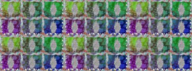 Raster illüstrasyonu. Yeşil renkli çiçekler. Tropik, dikişsiz çiçek deseni..