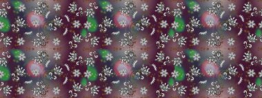 Sevimli çiçek raster deseni. Gri, kahverengi ve mor renkte çiçekler. Renkli Yaz Temalı Kusursuz Arkaplan. Düz Çiçek Elementleri Tasarımı.