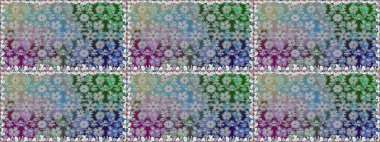 Raster illüstrasyonu. Gri renklerde. Çiçek buketleriyle klasik tarzda kusursuz desen.