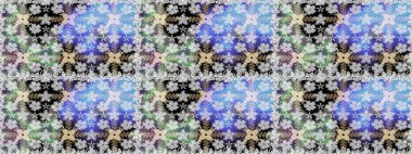 Çiçekli ipek eşarp. Retro tekstil tasarım koleksiyonu. 1950-1960 motifleri. El çizimi çiçek unsurları olan soyut, dikişsiz raster deseni. Gri üzerine gri.