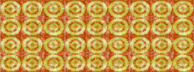 Turuncu, sarı ve nötr kar taneleri. Kar tanelerinin soyut arkaplanlı Noel şablonu. Renkler. Noel ve yeni yıl moda baskıları için tatil tasarımı. Raster illüstrasyonu.