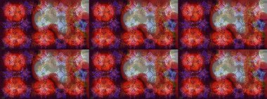 Renkli arka planda izole kar taneleri. Raster illüstrasyonu. Kar taneleri radyal kahverengi, kırmızı ve turuncu renkler.